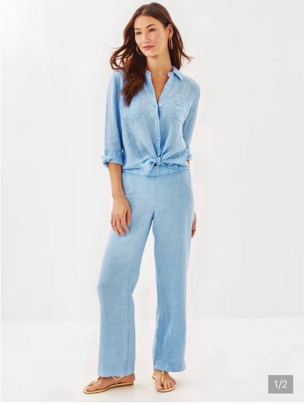Lilly Pulitzer Deri Linen Pants XXS light blue